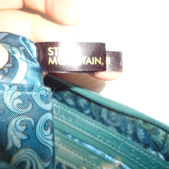 STONEMOUNTAIN Aquamarine Crossbody Bag Genuine Leather Turquoise Logo - Picture 11 of 14